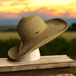 Vintage Vivian Straw Big Brim Braid Summer Beach Hat Women's OS‎